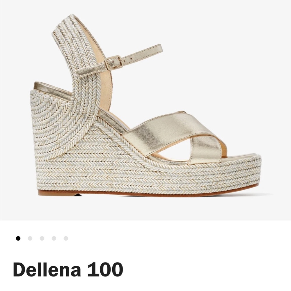 Jimmy Choo Dellena Wedge Size 36 (White/Gold) Worn 3x
